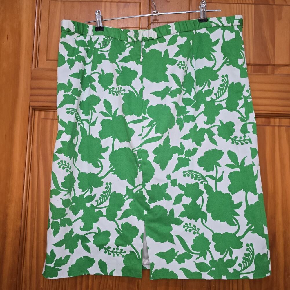 Linea By Louis Dell'olio Green and White A-Line Skirt Cotton Blend Size XL - Picture 2 of 4